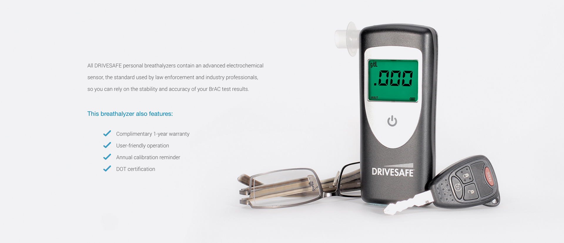 DRIVESAFE exec breathalyzer features